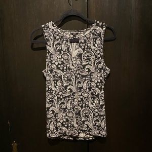 Express Black and White Paisley Tank Top
